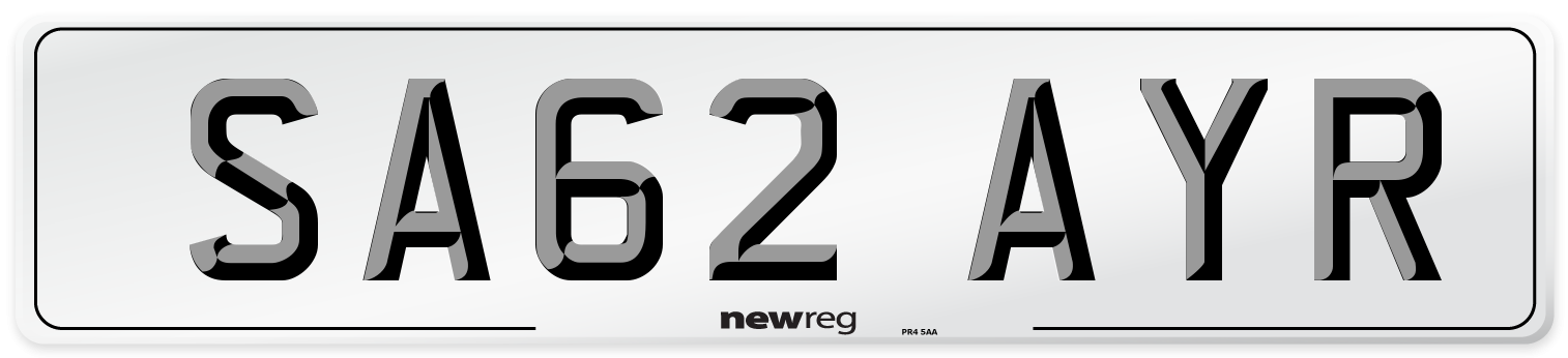 SA62 AYR Number Plate from New Reg